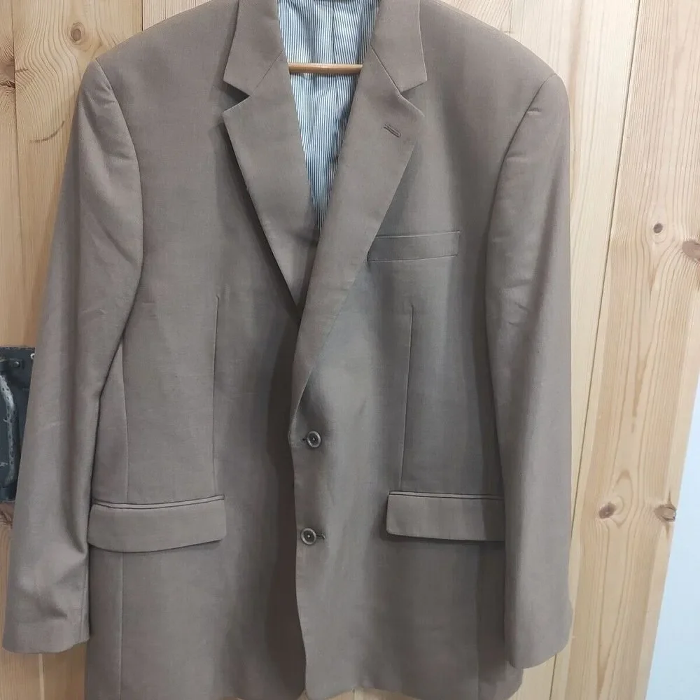 Croft & Barrow Brown Suit Jacket 46 Long 2 Button Front 3 Inside Pocket Business